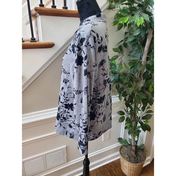 Draper's & Damons Women's Gray Floral Polyester Buttons Front Jacket Blazer PL - Picture 6 of 12